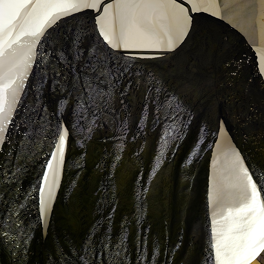 Miss Chievous Women's Long Sleeve Low Back Lace Goth Bodysuit Size M Used - Picture 3 of 6